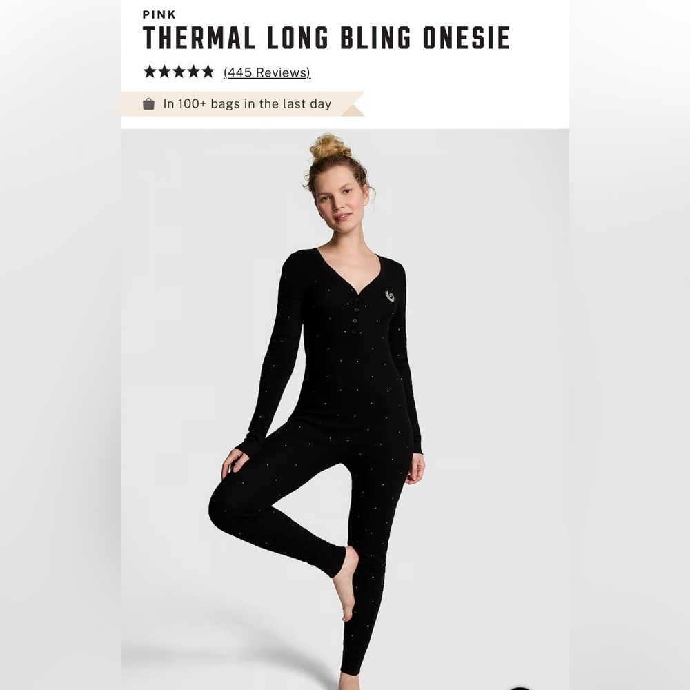 Black Long Sleeve Jumpsuit Onesie with Bling Detail